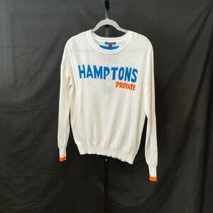 Metric Knits White Blue Orange Hamptons Private Graphic Knit Sweater XL